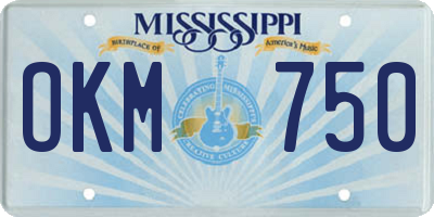 MS license plate OKM750