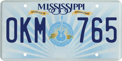 MS license plate OKM765
