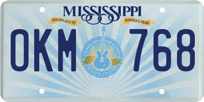 MS license plate OKM768