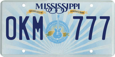 MS license plate OKM777