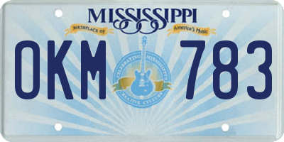 MS license plate OKM783