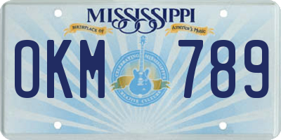 MS license plate OKM789