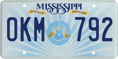 MS license plate OKM792