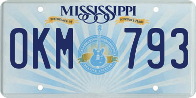 MS license plate OKM793