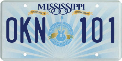 MS license plate OKN101