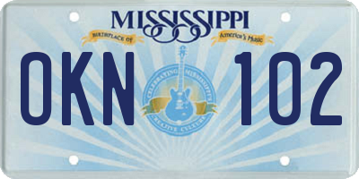 MS license plate OKN102