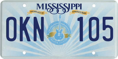 MS license plate OKN105