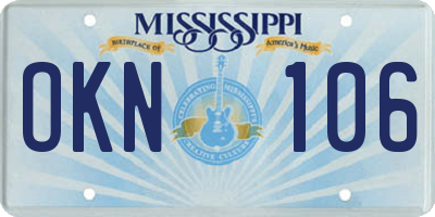 MS license plate OKN106