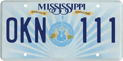 MS license plate OKN111