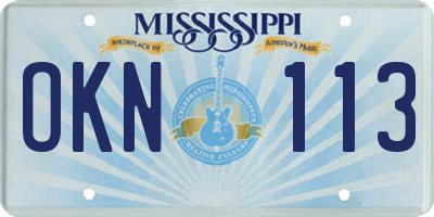 MS license plate OKN113