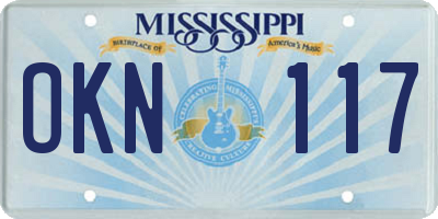 MS license plate OKN117