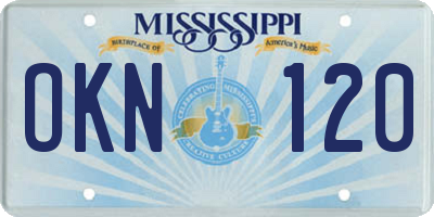 MS license plate OKN120