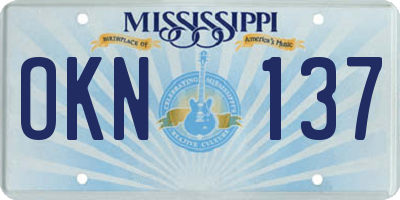 MS license plate OKN137