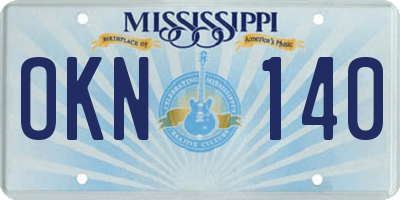 MS license plate OKN140