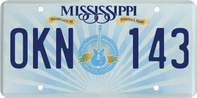 MS license plate OKN143