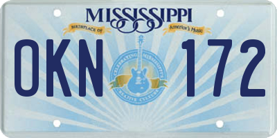 MS license plate OKN172