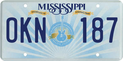 MS license plate OKN187