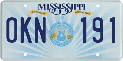 MS license plate OKN191
