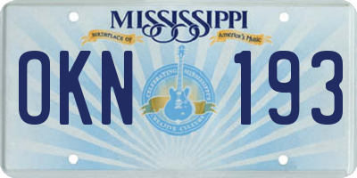 MS license plate OKN193