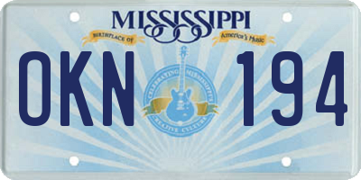 MS license plate OKN194