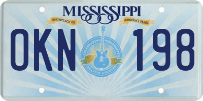 MS license plate OKN198