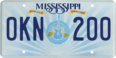 MS license plate OKN200