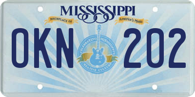 MS license plate OKN202