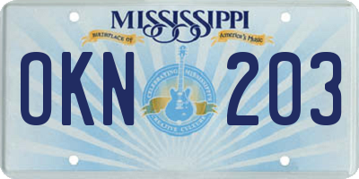 MS license plate OKN203
