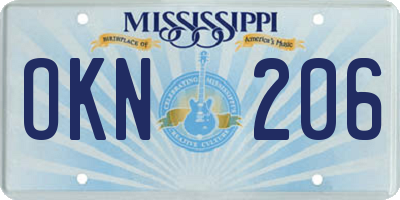 MS license plate OKN206