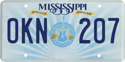 MS license plate OKN207