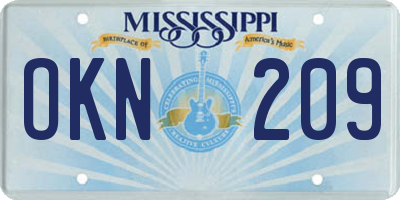 MS license plate OKN209