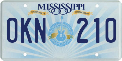 MS license plate OKN210