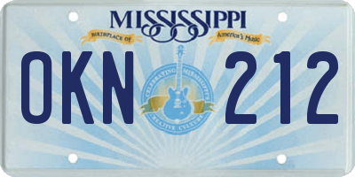 MS license plate OKN212