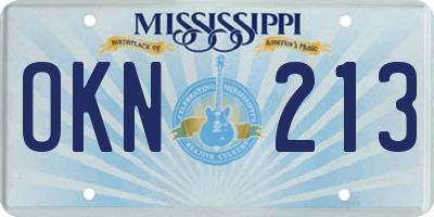 MS license plate OKN213