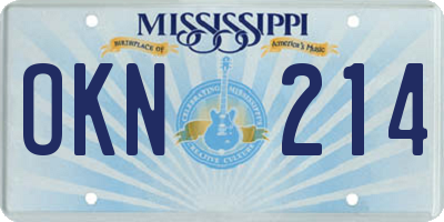 MS license plate OKN214