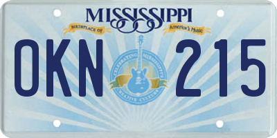 MS license plate OKN215