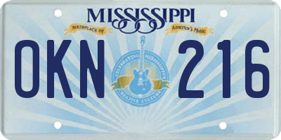 MS license plate OKN216