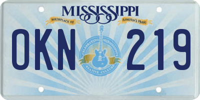 MS license plate OKN219