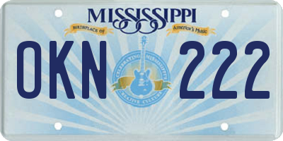 MS license plate OKN222