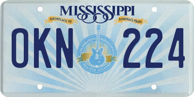 MS license plate OKN224