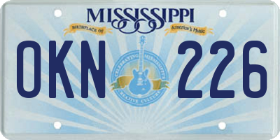MS license plate OKN226