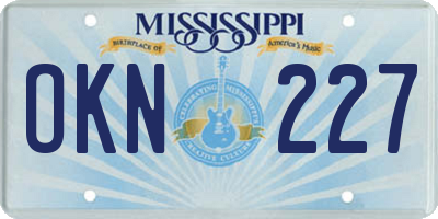 MS license plate OKN227