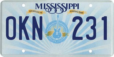 MS license plate OKN231