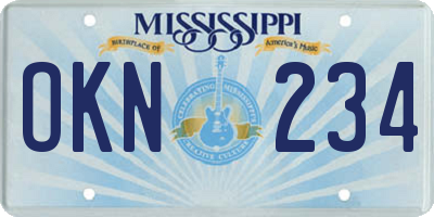 MS license plate OKN234