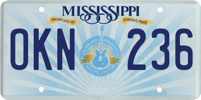 MS license plate OKN236