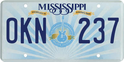 MS license plate OKN237