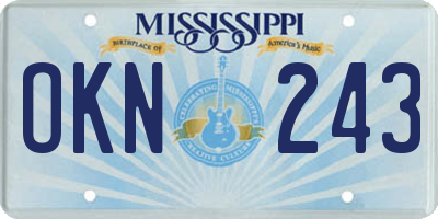 MS license plate OKN243