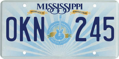MS license plate OKN245