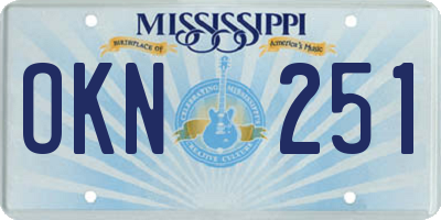 MS license plate OKN251