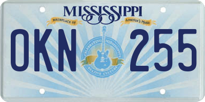 MS license plate OKN255